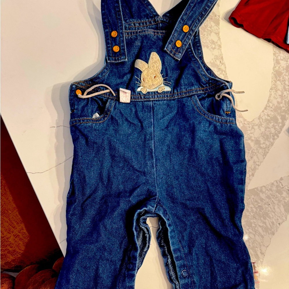 Denim peter rabbit Overalls with Bunny Patch